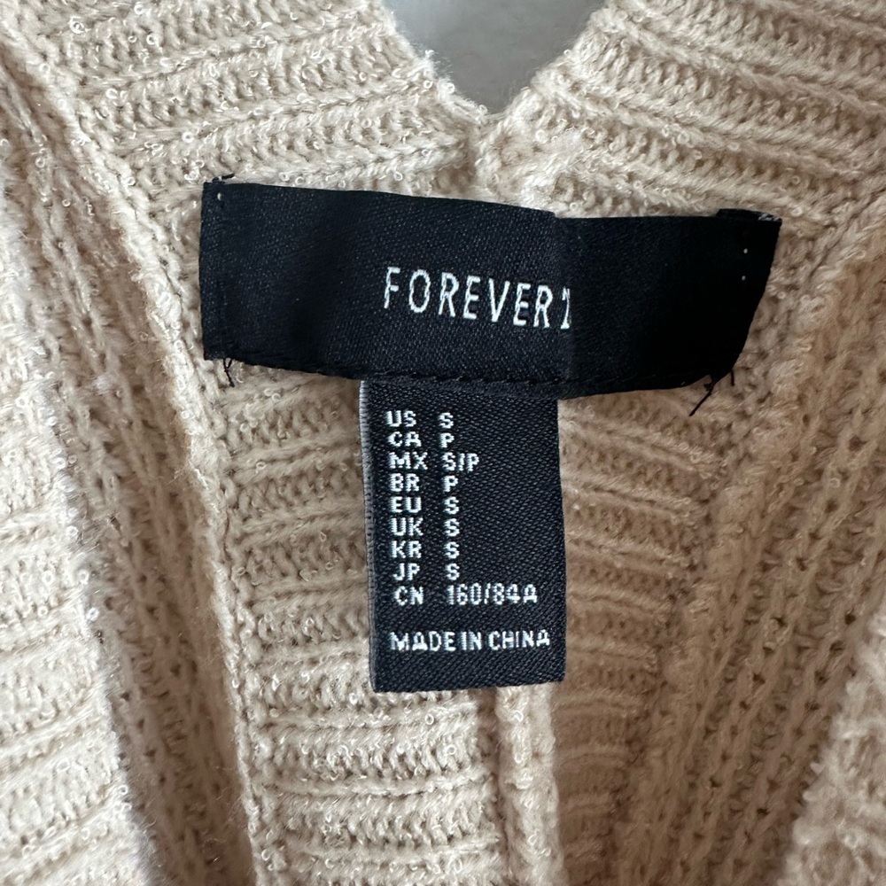 Forever 21 Cream V-Neck Sweater - Picture 3 of 3